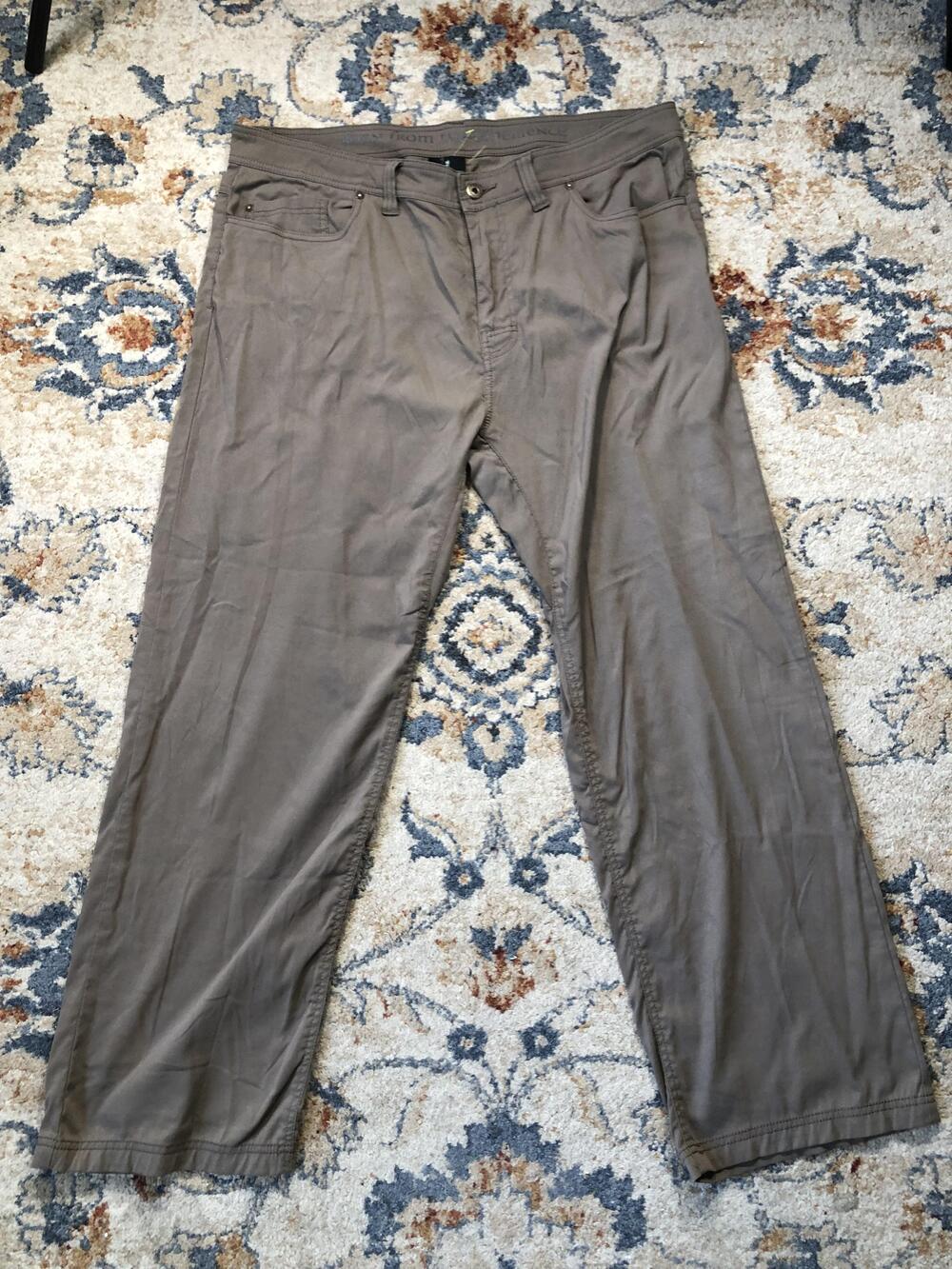 prAna Pants Mens 38x30 Brown Twill 5 Pocket Chino Straight Leg Casual Outdoor